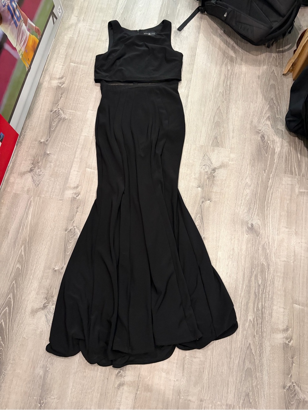 Betsy & Adam black mermaid formal gown, size 12